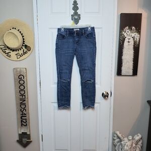 Free People Womens Skinny Jeans 26 Medium Wash Distressed Denim Festival Ankle